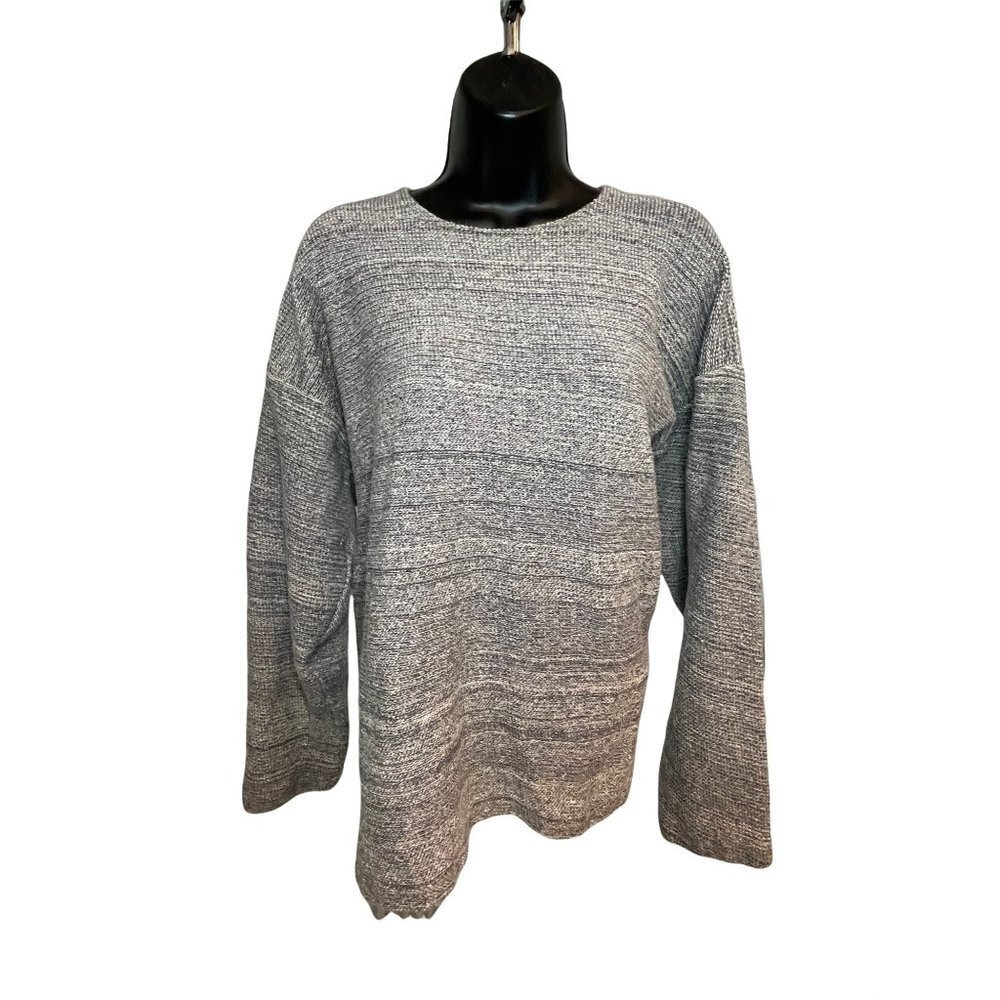 Iris 100% Cotton Black Gray Rolled Neck Sweater Sz XL
